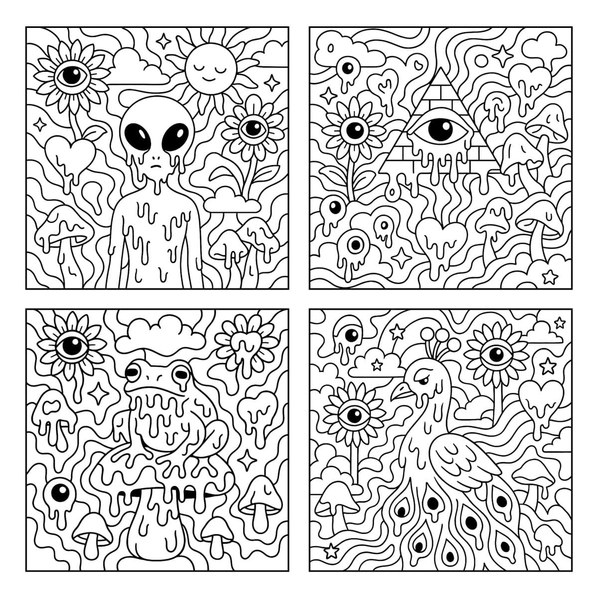 Surreal Black and White Colored Page