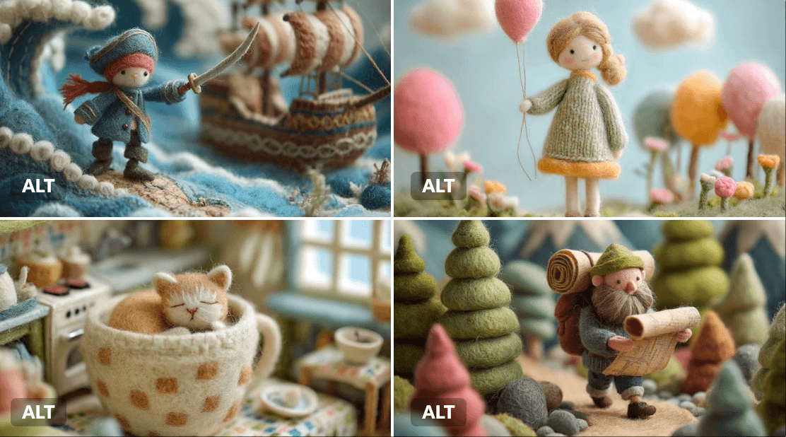 Miniature Felt Wool Figures — Generated result