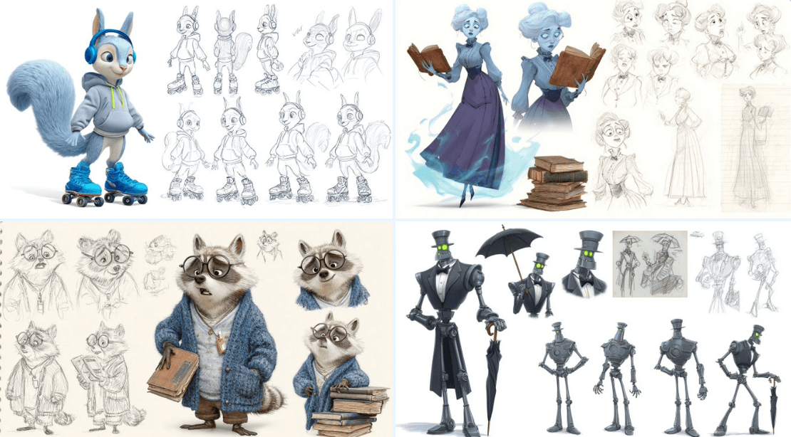 Pixar Style Character Sheet — Generated result