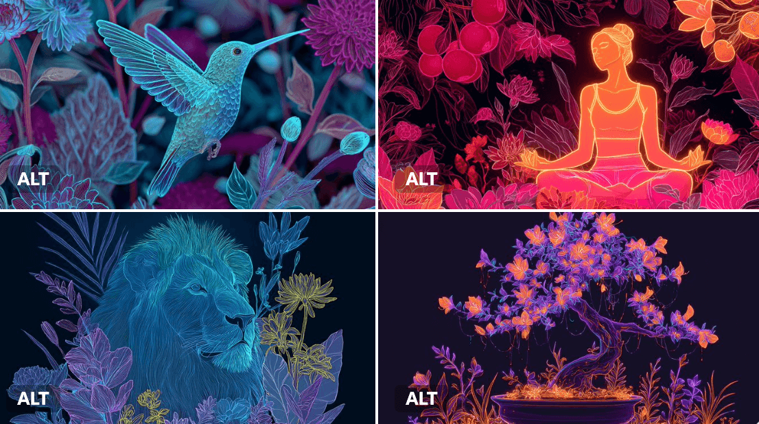 Neon Floral Harmony Illustration — Generated result