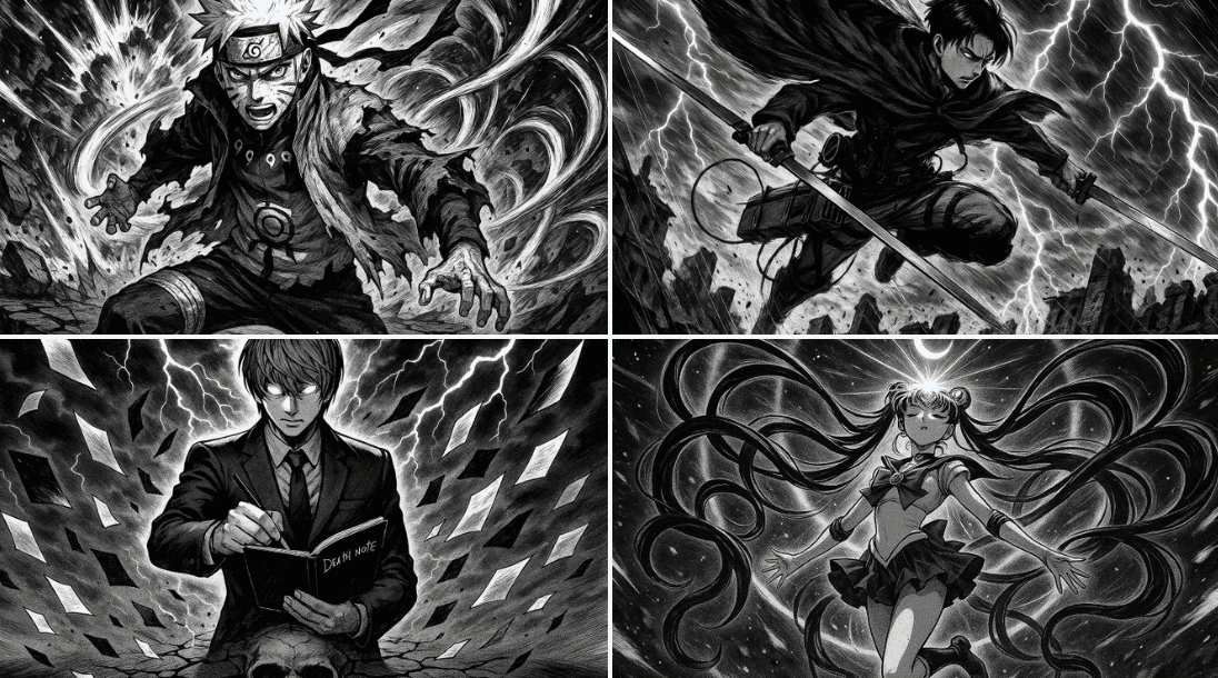 Black and White Comic Style Illustration