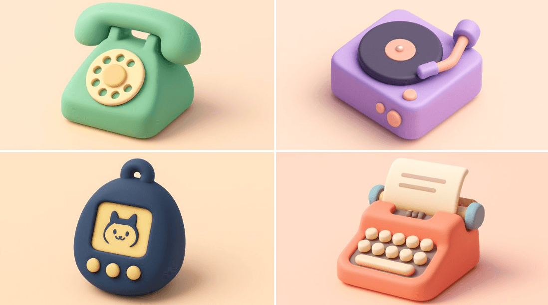 Cute Pastel Clay 3D Icons — Generated result