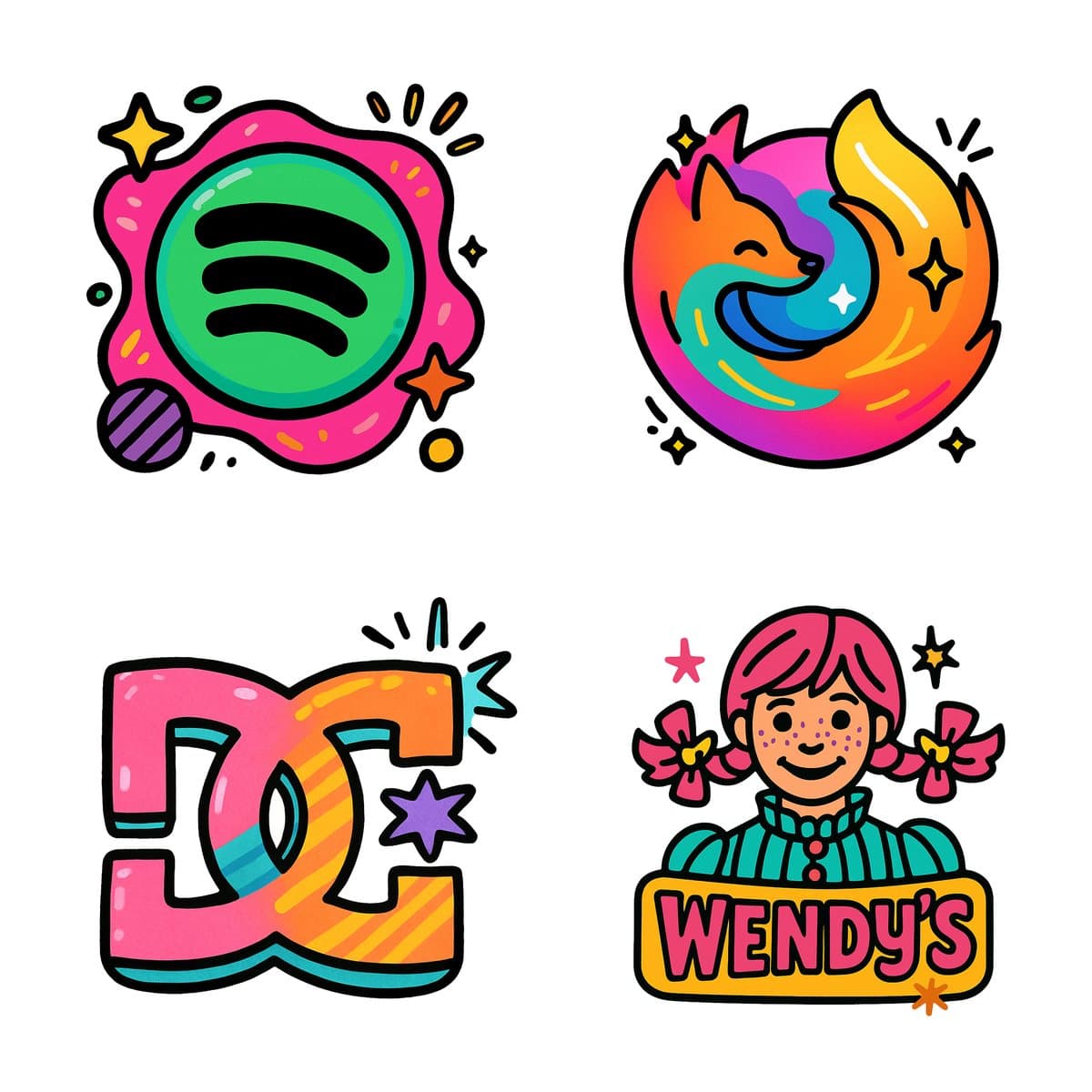 Colorful Cartoon Playful Icons and Logos — Generated result